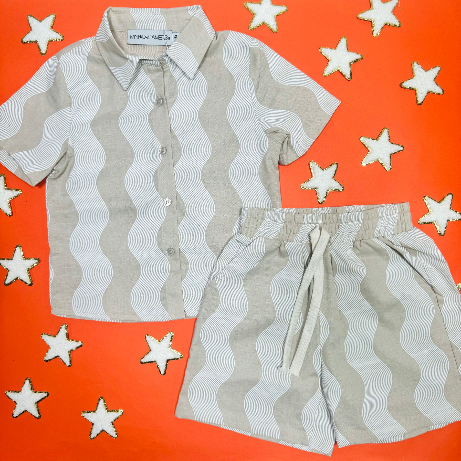 CHASE WAVEY LINEN BUTTON DOWN AND SHORTS SET - SET