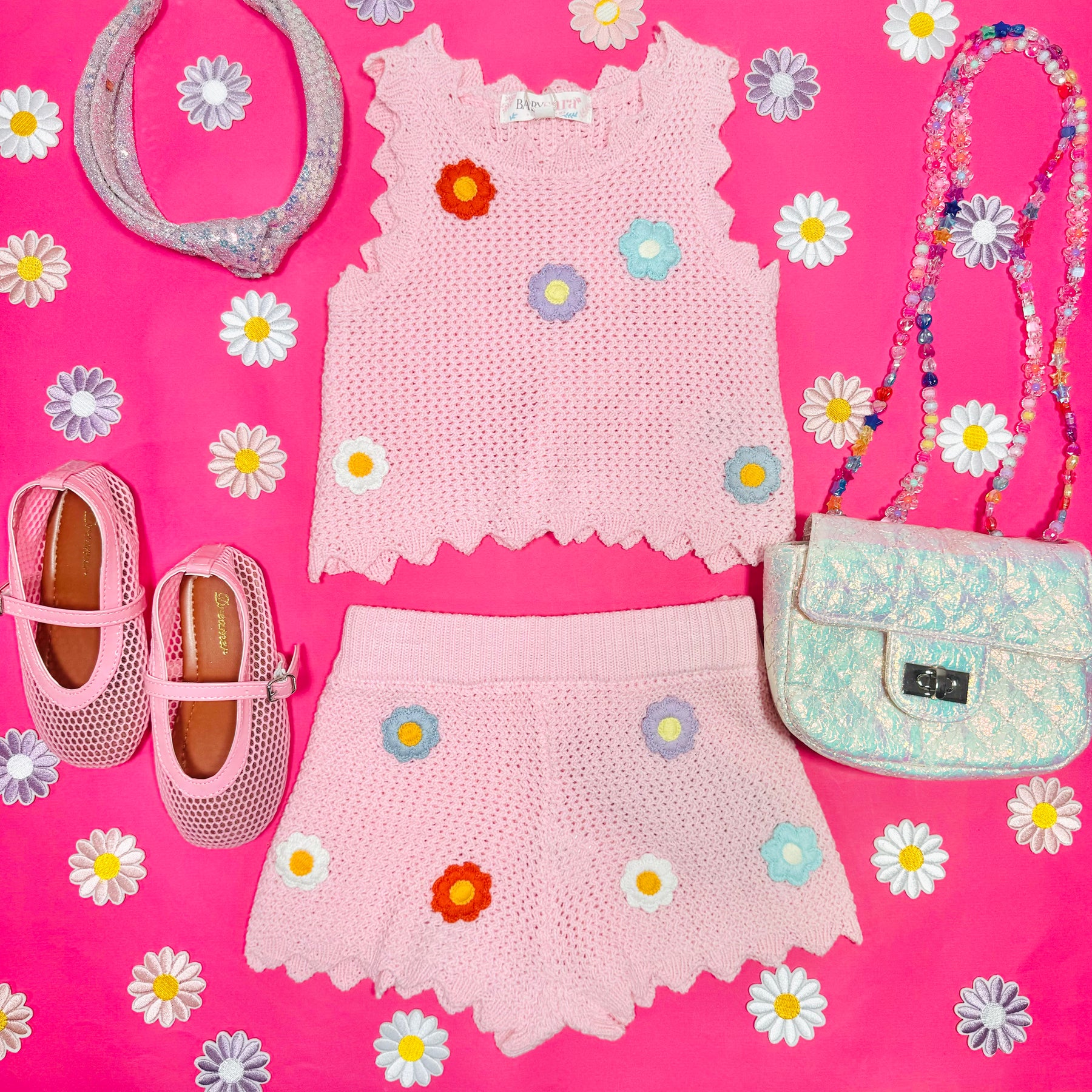 FLOWER TRIM CROCHET TANK TOP - TANK TOPS