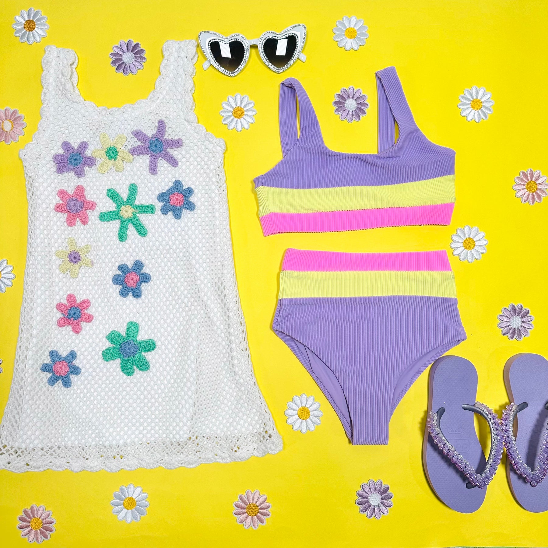 LIL MACKENZIE HEIDI COLOR BLOCK TWO PIECE BIKINI - TWO PIECE BIKINI