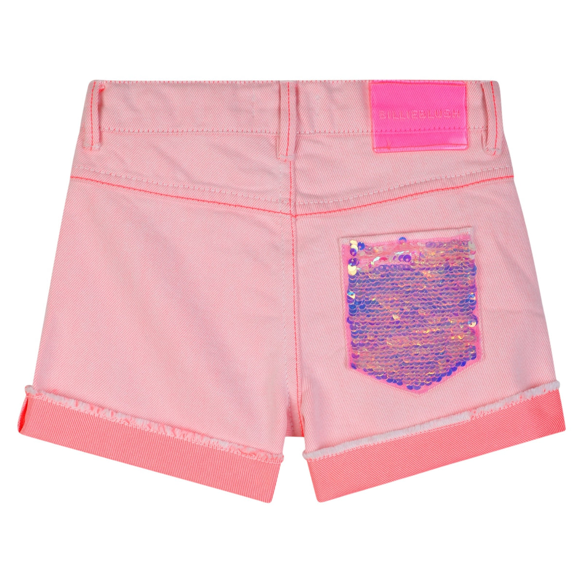 NEON SEQUIN POCKET DENIM SHORTS