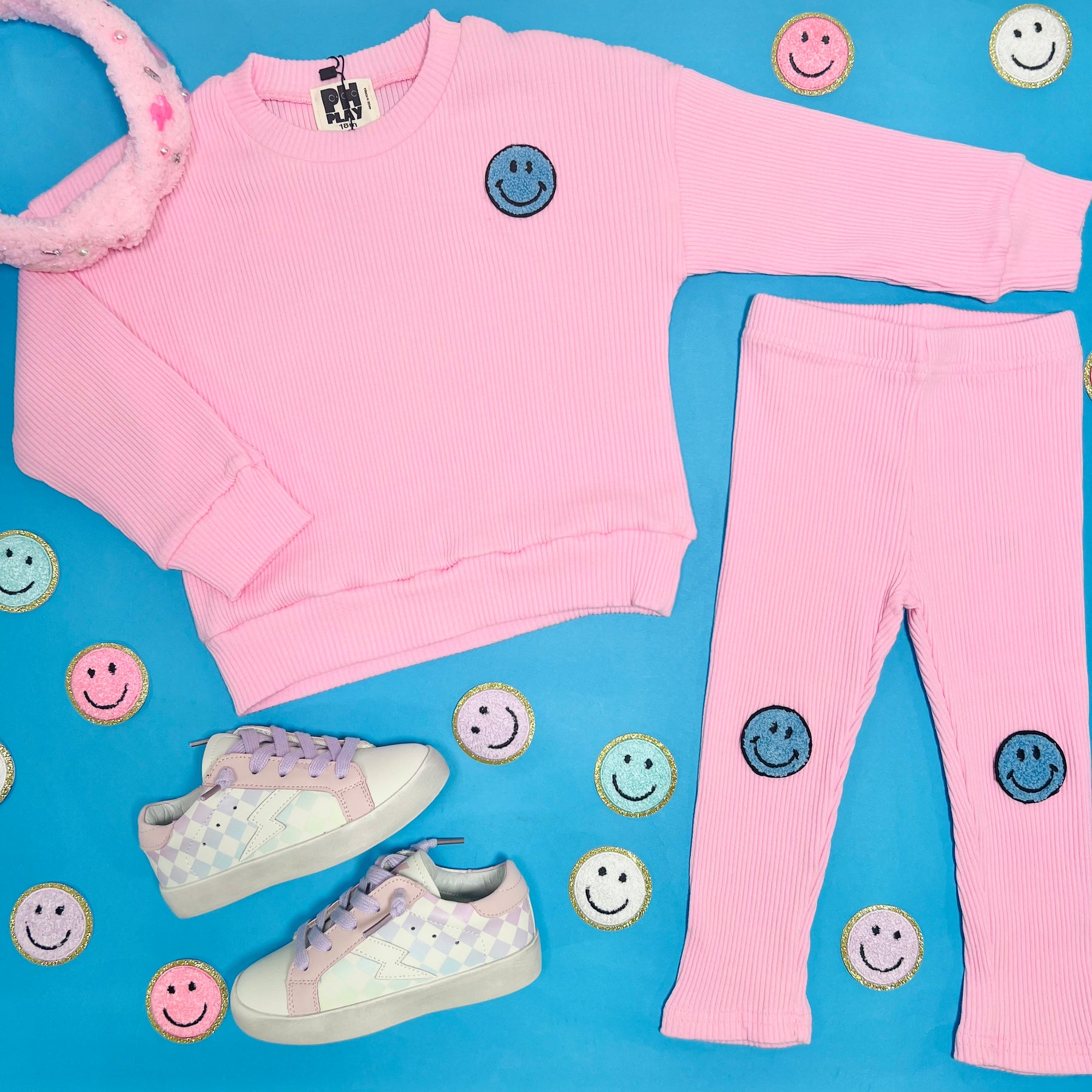 HAPPY FACE SWEATSHIRT AND LEGGINGS SET