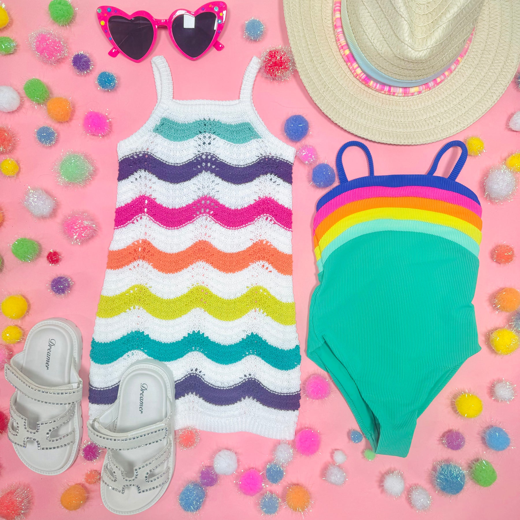 LITTLE TESSIE SUNSET SHERBERT COVER UP DRESS - COVER UPS