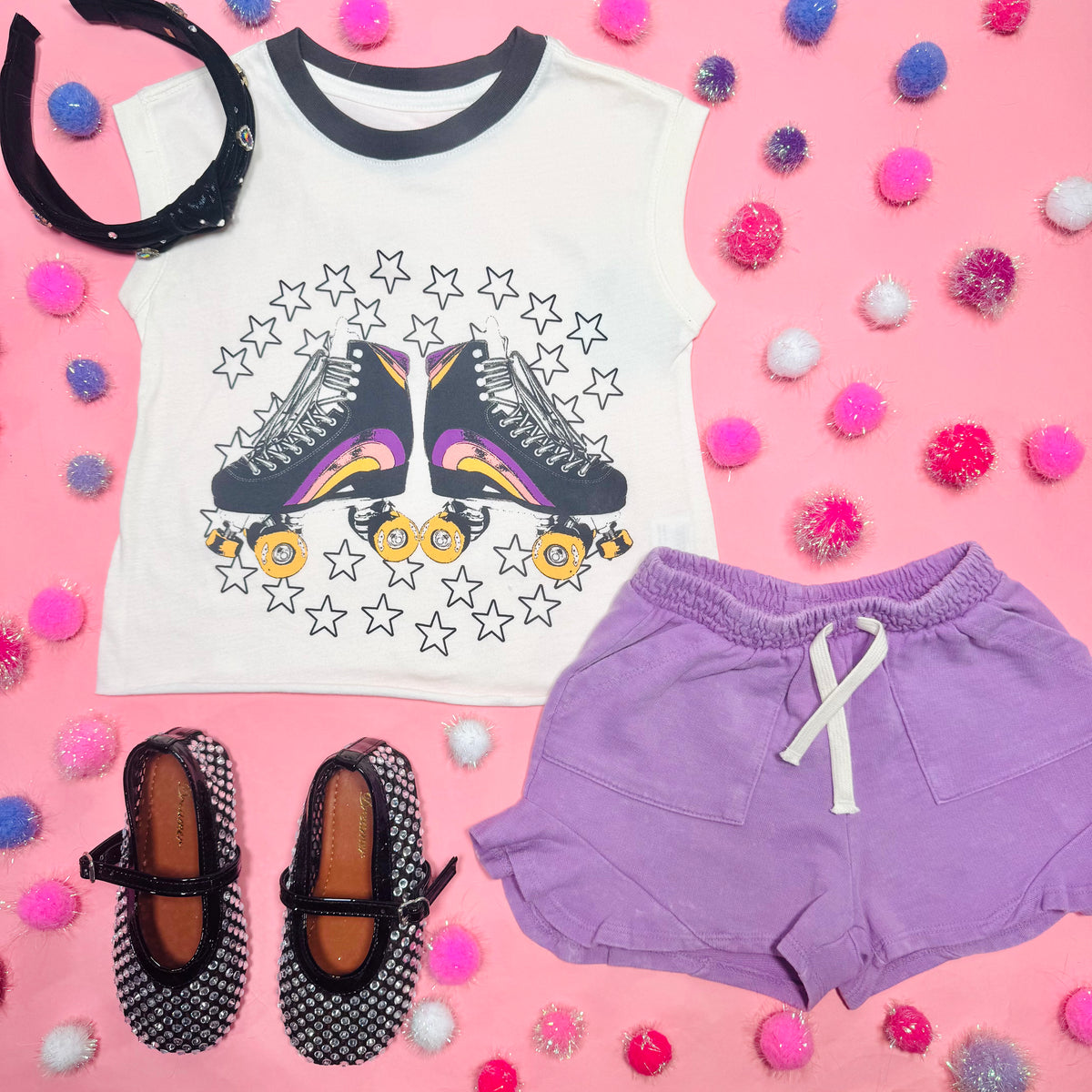 POSITIVE VIBES RUFFLE SHORTS