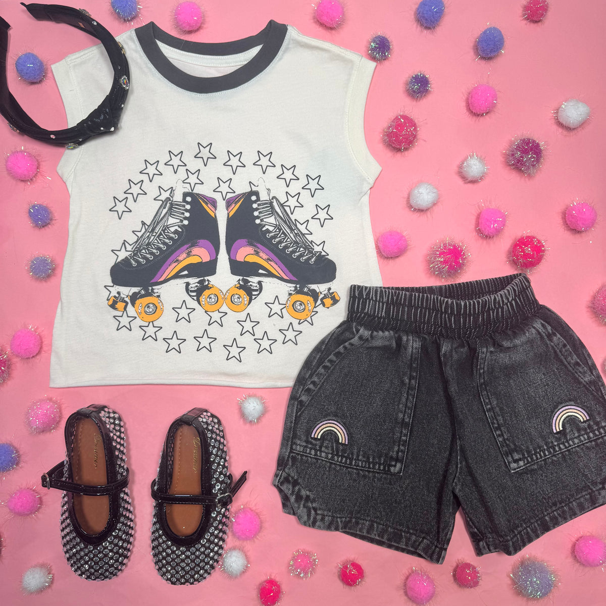 STAY POSITIVE RAINBOW SHORTS