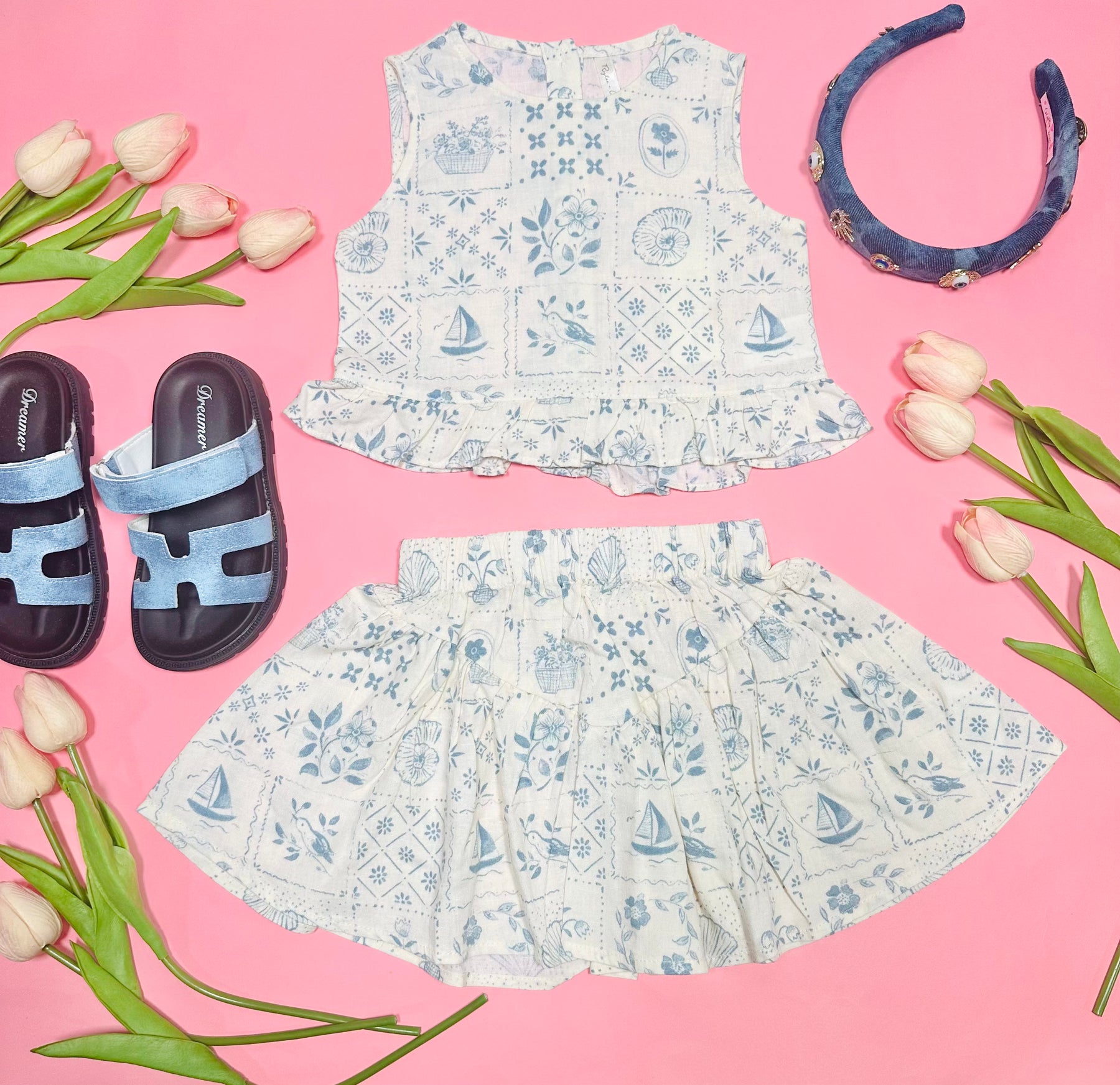 OCEANSIDE TILE TANK TOP AND SKIRT SET - SET