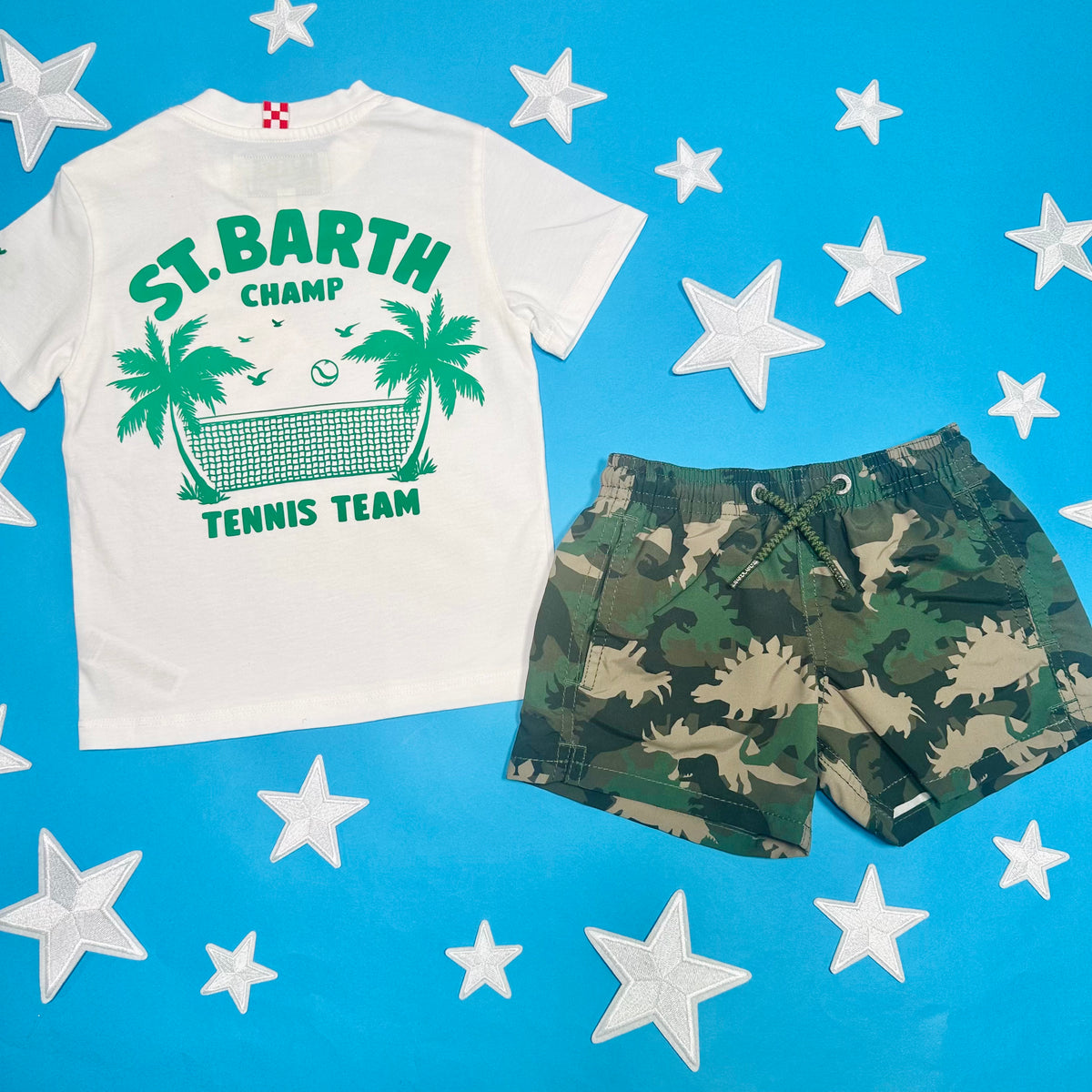CAMO DINO SWIM TRUNKS - SWIM TRUNKS