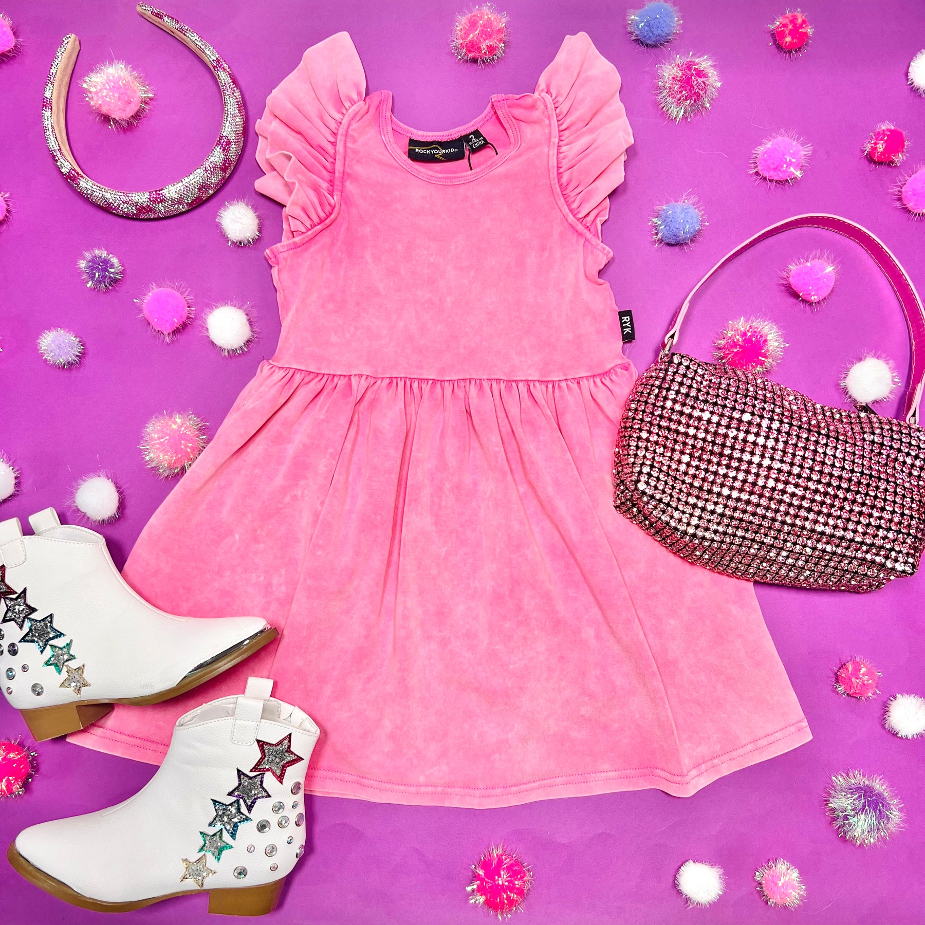 WASHED RUFFLE DRESS - DRESSES