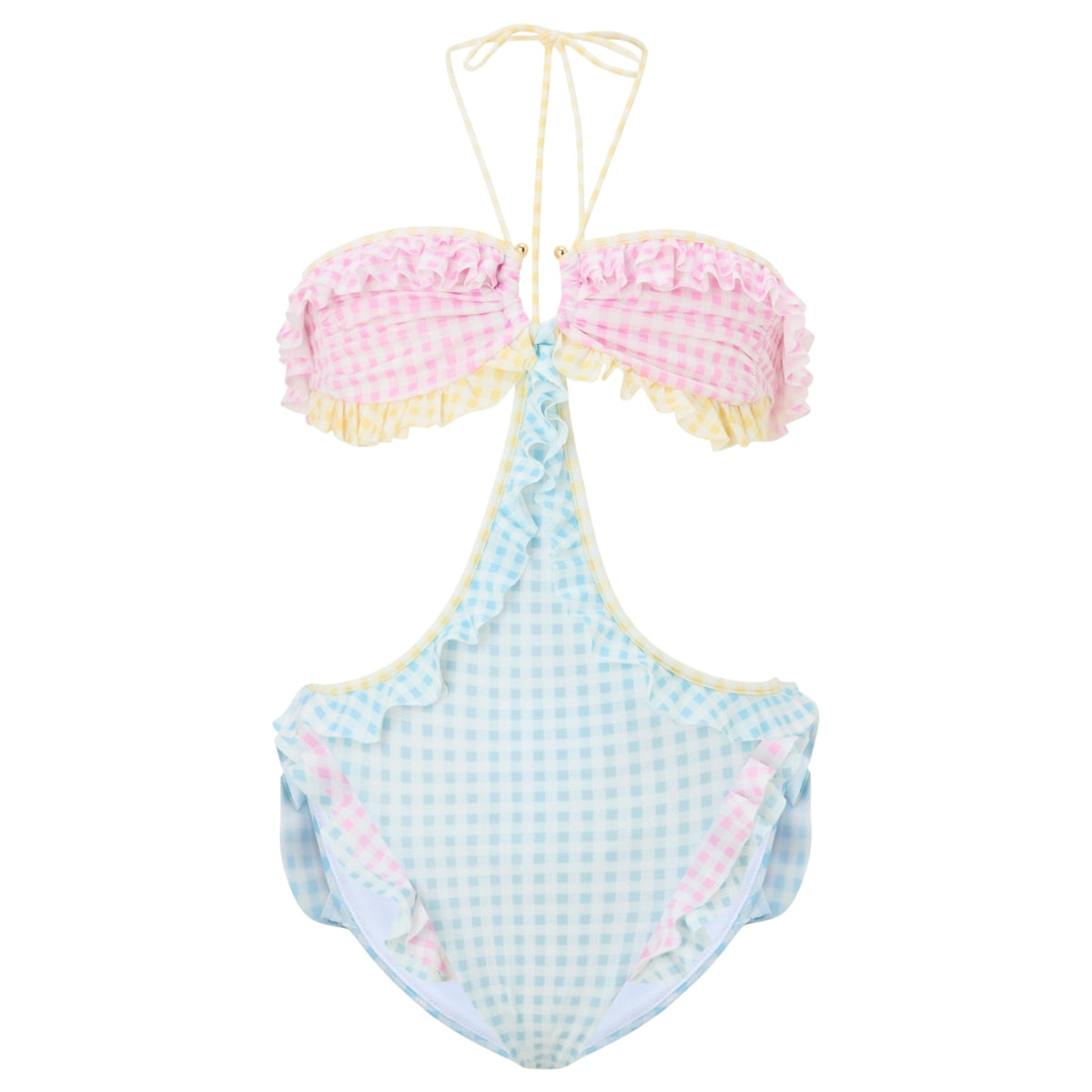 ALYSSA GINGHAM CUTOUT ONE PIECE SWIMSUIT (PREORDER)