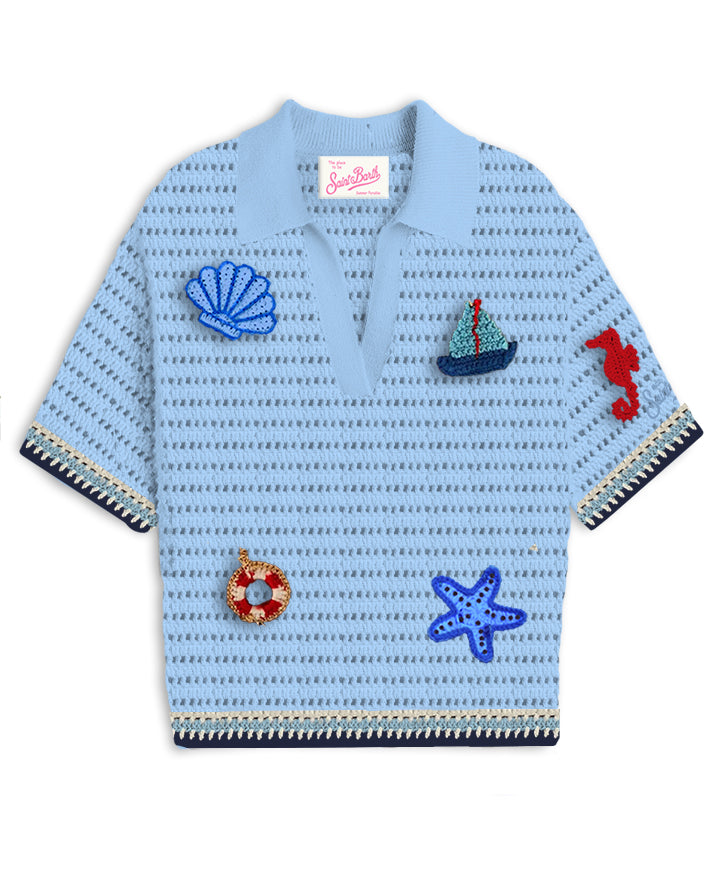 OCEAN PATCHES KNITTED PIXIE JR BUTTON DOWN TOP (PREORDER)
