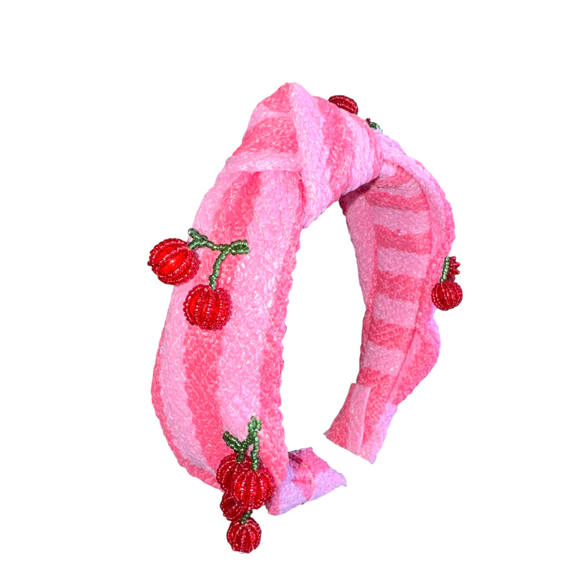CHERRY BEADED CHARM KNOT HEADBAND