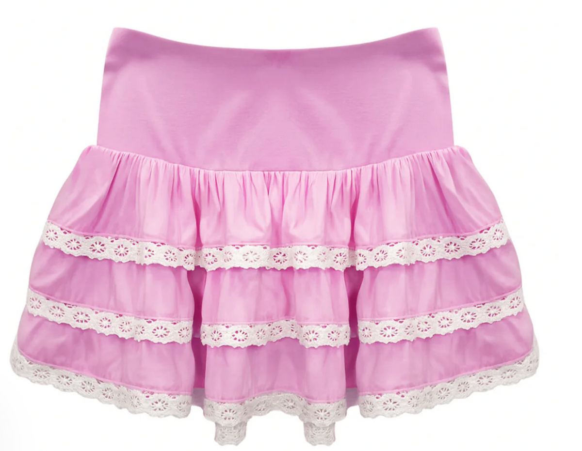 BABY PINK CHALLIS MELODY SKIRT (PREORDER)