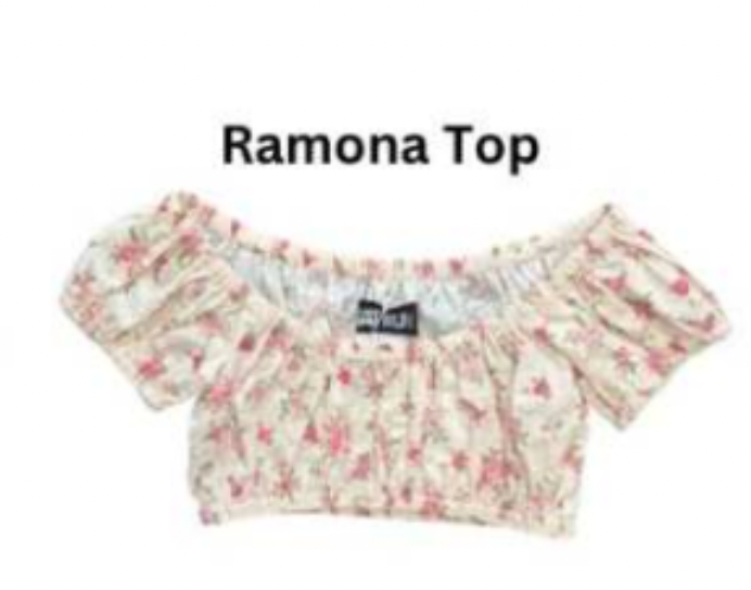 VINTAGE BUNCHES RAMONA OFF THE SHOULDER CROP TOP (PREORDER)