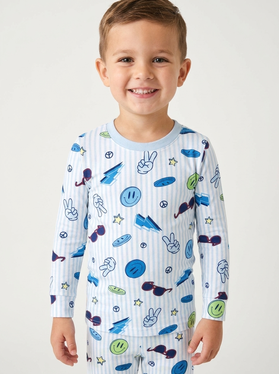 TOMMY ICONS & EMOJIS LONG SLEEVE PJS (PREORDER) - ESME - PAJAMAS