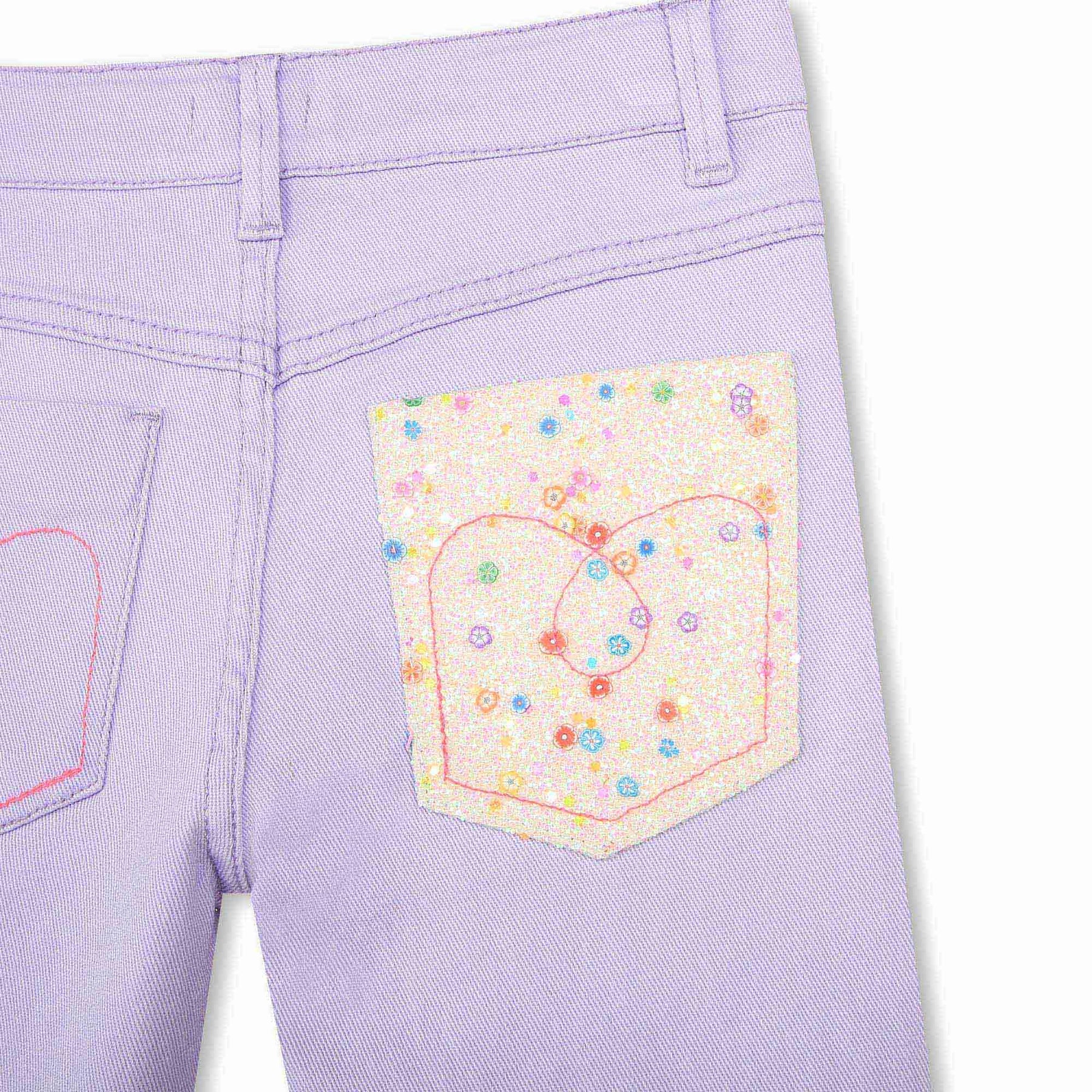 SEQUIN POCKET DENIM PANTS - PANTS