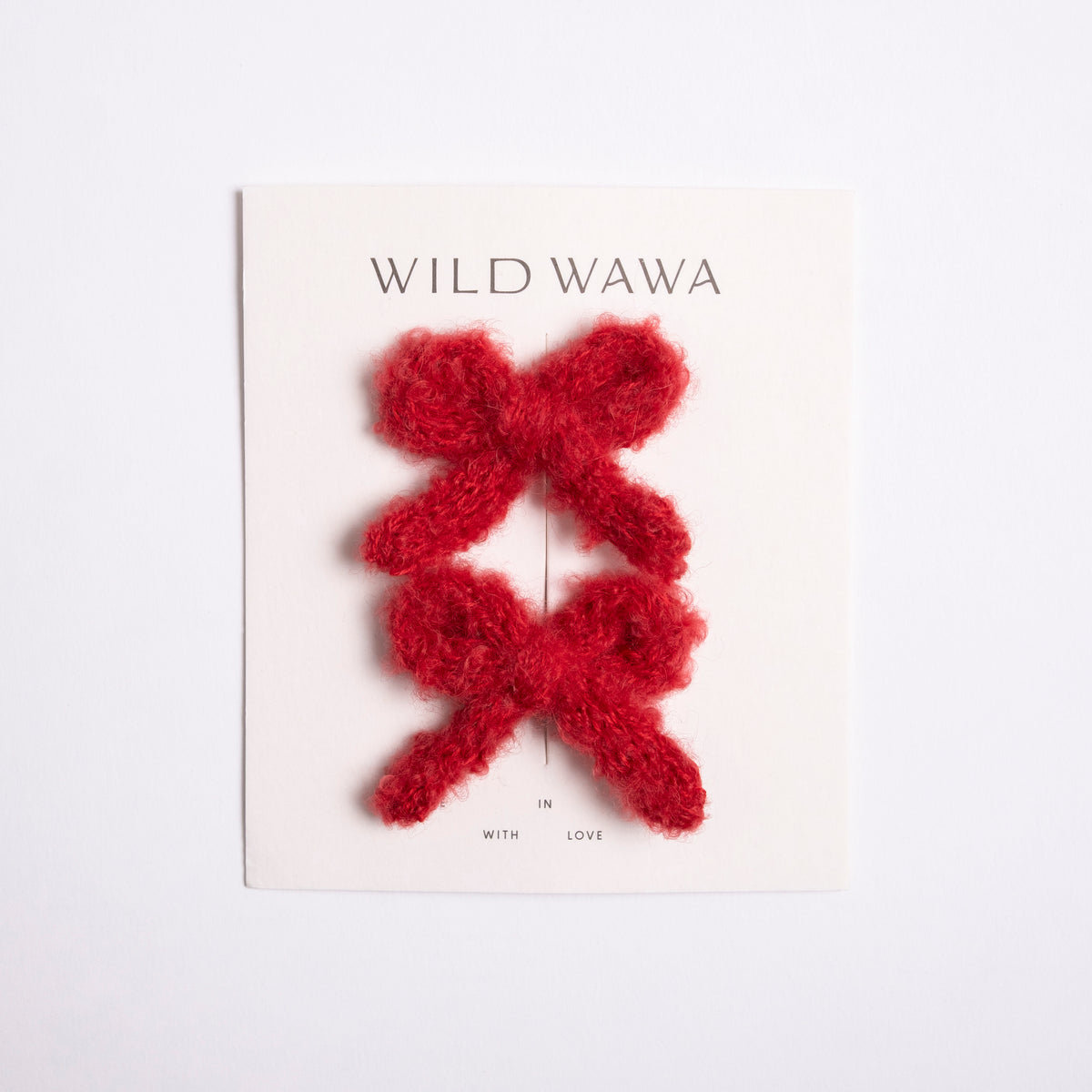 CRIMSON KNITTED BOW CLIPS (PREORDER)