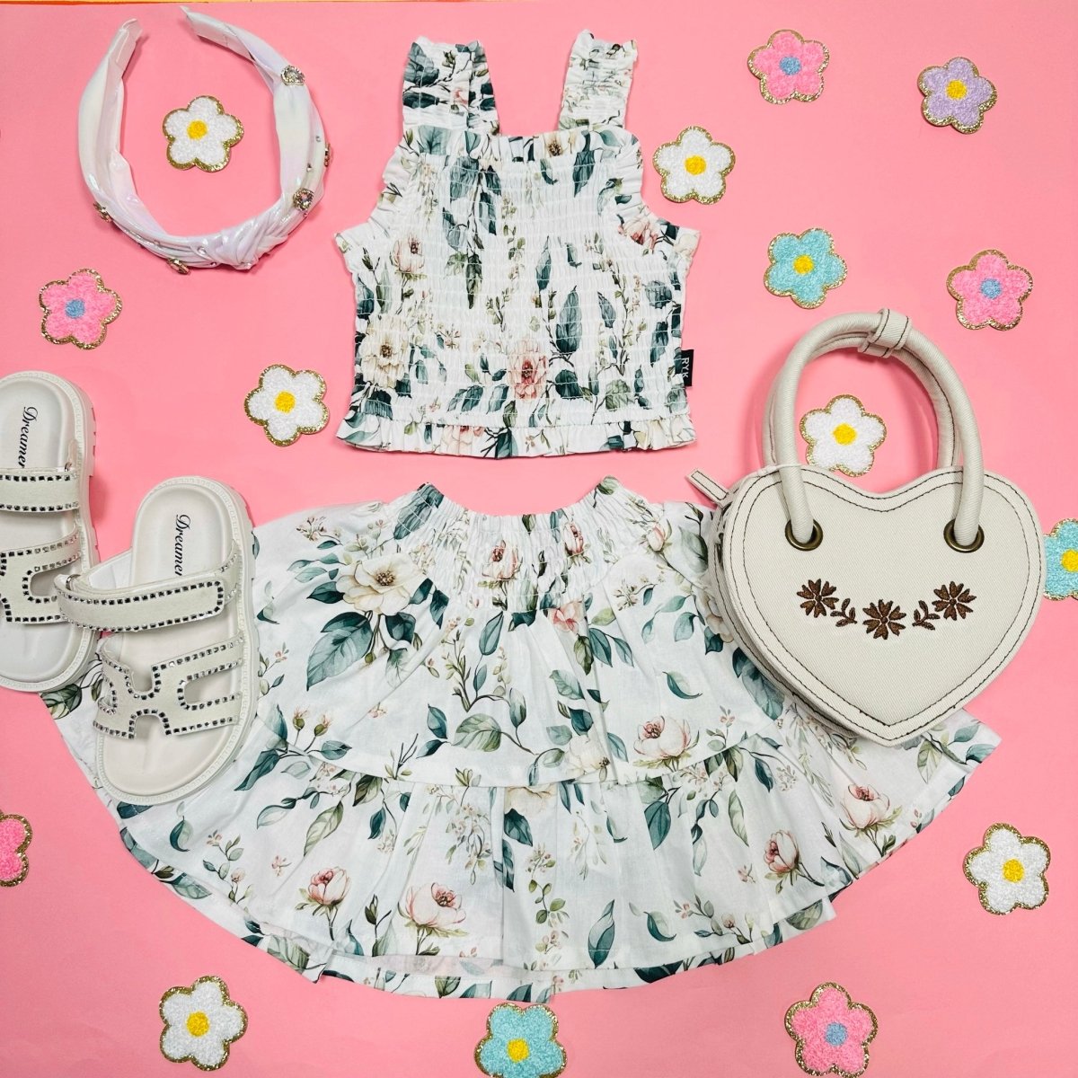 ADELINE FLORAL SMOCKED TOP - TANK TOPS