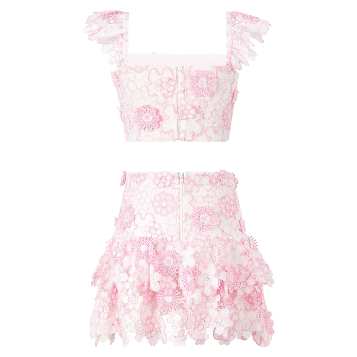 AMARA EMBROIDERED TOP AND SKIRT SET - SET