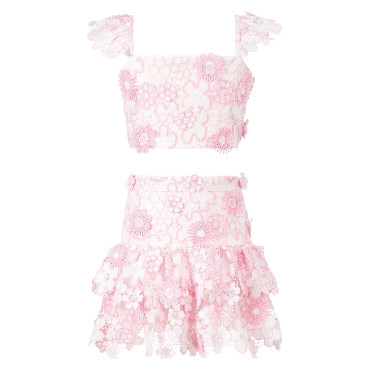 AMARA EMBROIDERED TOP AND SKIRT SET - SET