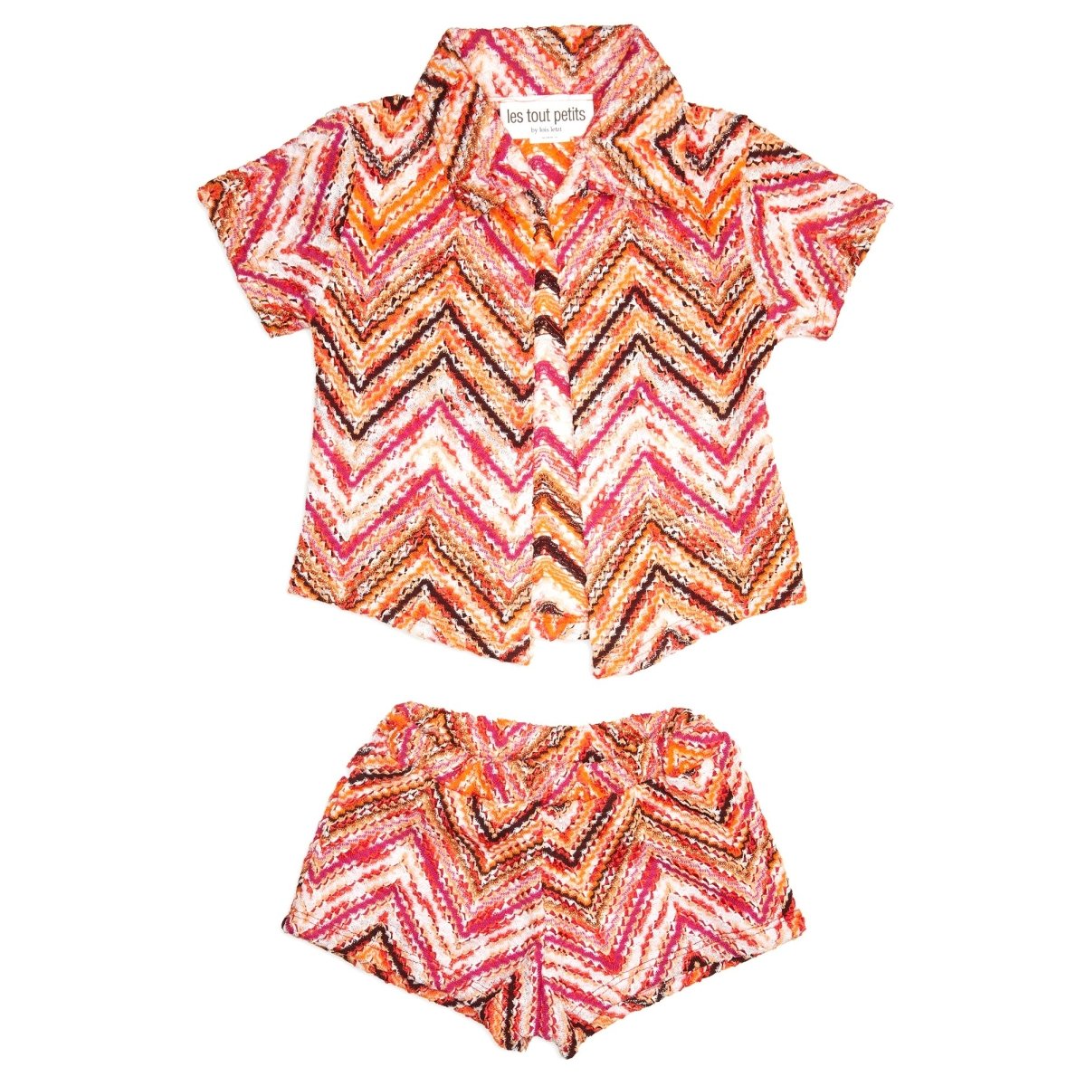 APRICOT ZIG ZAG OPEN TOP AND SHORTS COVER UP SET - SET