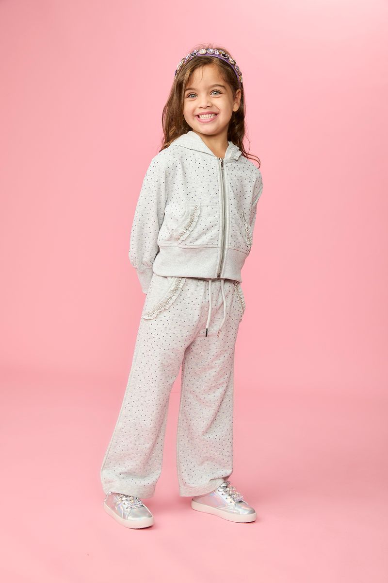 ARIA CRYSTAL ZIP UP HOODIE AND WIDE LEG SWEATPANTS SET - MINI DREAMERS