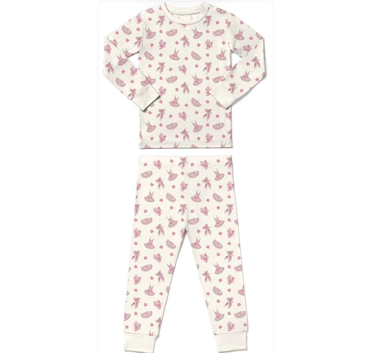 BALLERINA LONG SLEEVE TWO PIECE PAJAMAS (PREORDER) - BABY STEPS