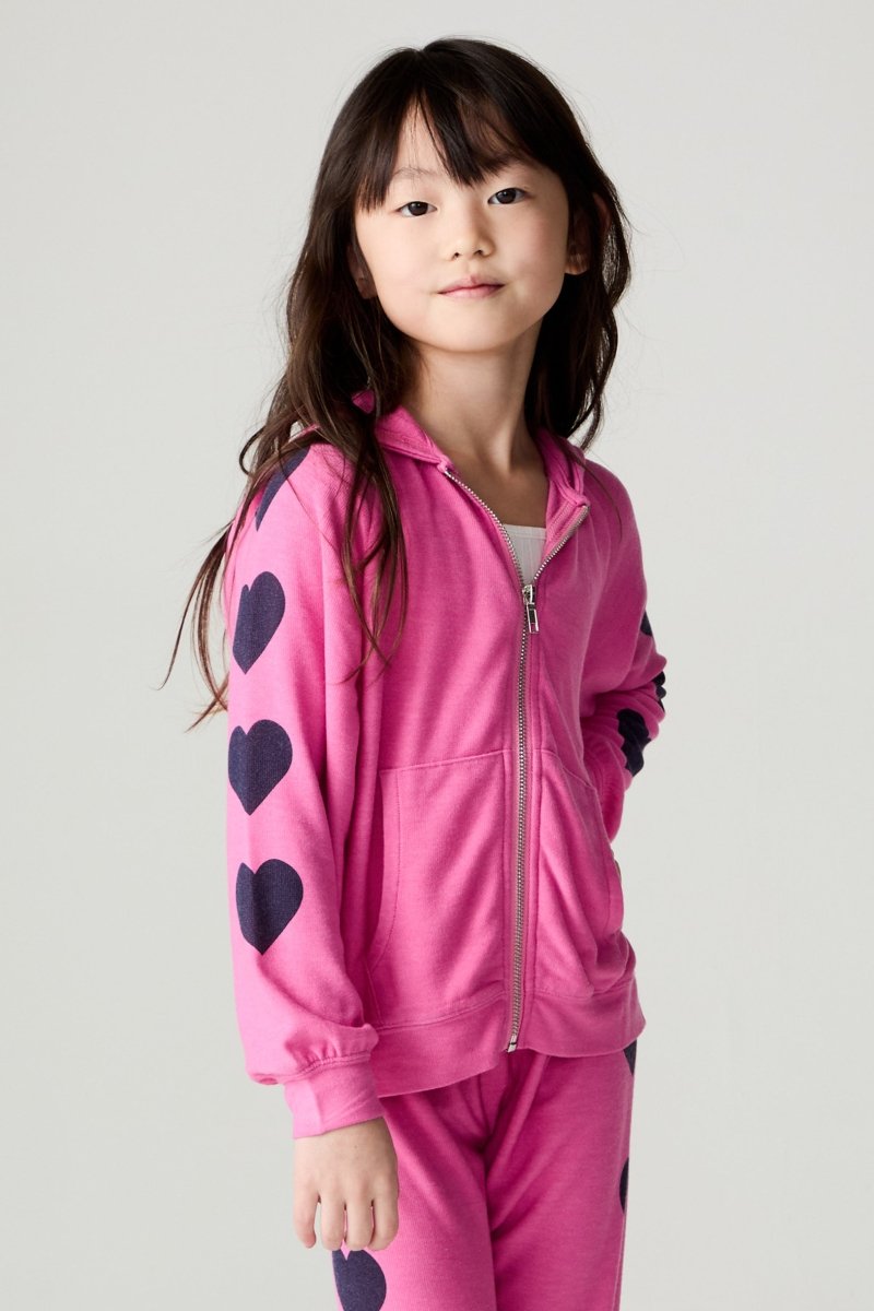 BIG LOVE HEARTS ZIP UP HOODIE (PREORDER) - CHASER KIDS - HOODIES
