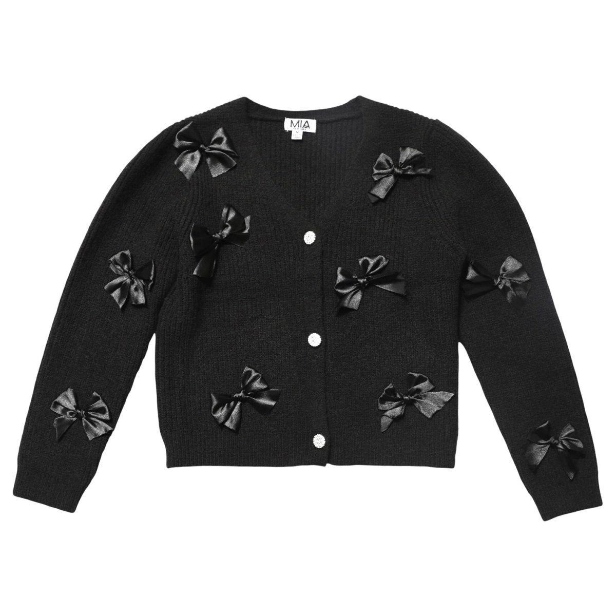 カーディガン BEAUTY&YOUTH UNITED ARROWS - perverze wave collar clash knit Black BOW CARDIGAN by MIA NEW YORK | Kids Fashion | Mini Dreamers