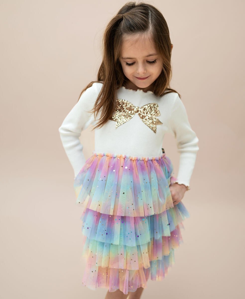BOW LAYERED TUTU DRESS - DRESSES