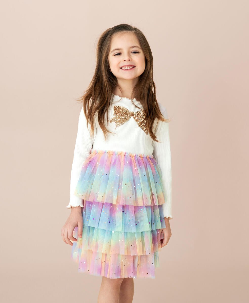 BOW LAYERED TUTU DRESS - DRESSES