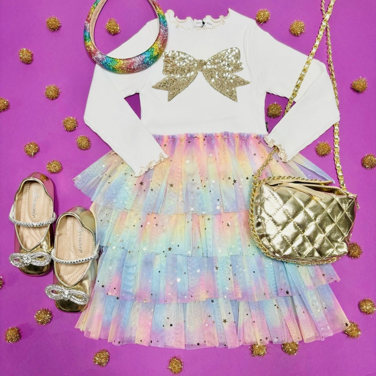BOW LAYERED TUTU DRESS - DRESSES