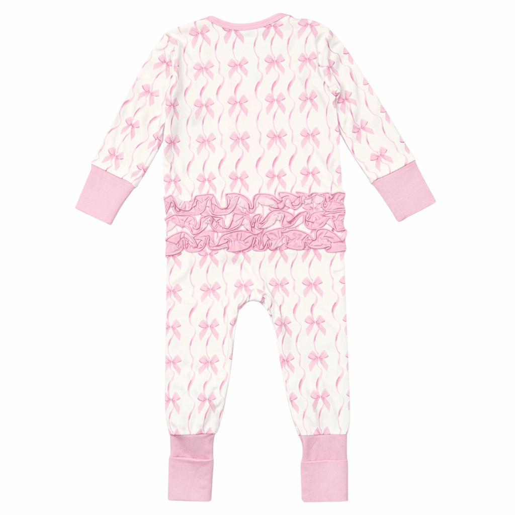 BOWS BAMBOO ZIPPER ROMPER W/ RUFFLES ON BACK - PETITE HAILEY