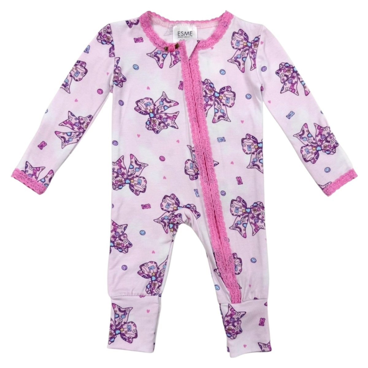 BOWS ZIP FOOTIE - FOOTIES