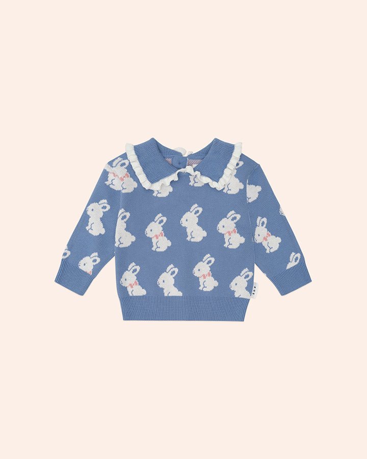 BUNNY FIELD COLLARD KNITTED SWEATER (PREORDER) - SWEATERS