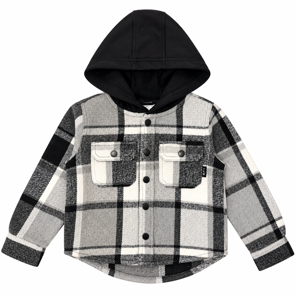 WOODSMAN FLANNEL BUTTON DOWN HOODIE SHACKET