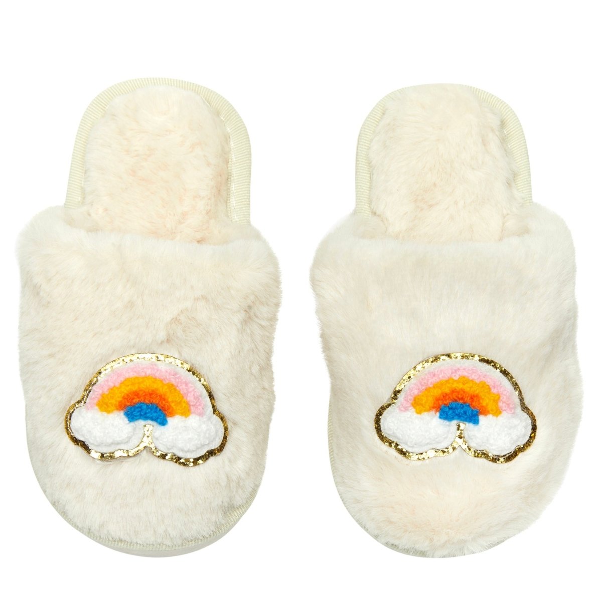 CALI RAINBOW FUZZY SLIPPERS - SLIPPERS