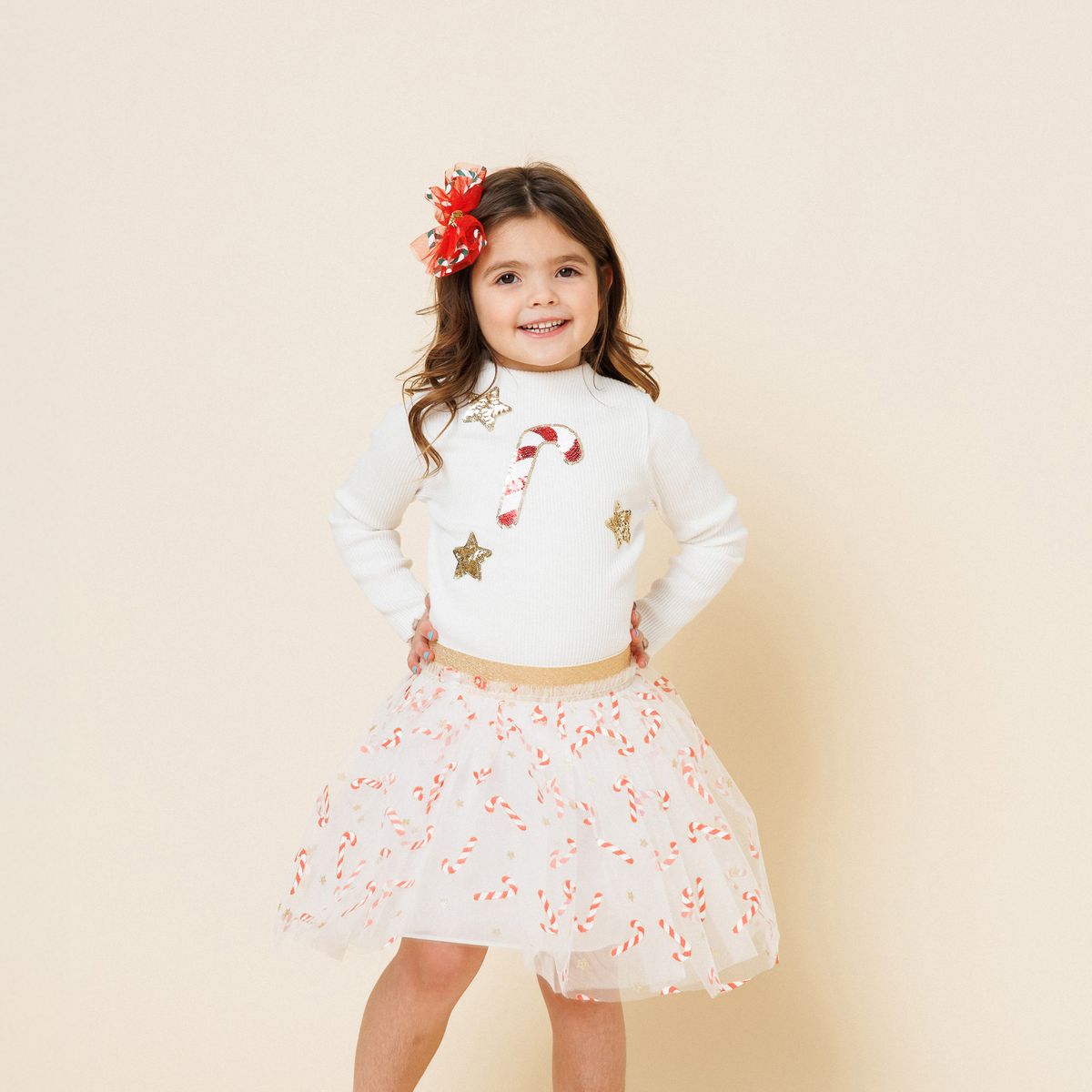 CANDY CANE TOP AND SKIRT SET - PETITE HAILEY