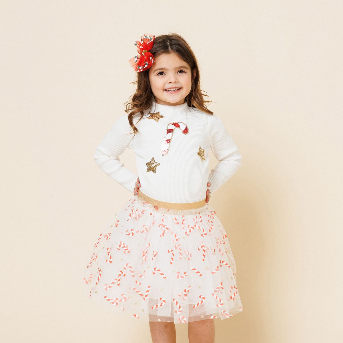 CANDY CANE TOP AND SKIRT SET - PETITE HAILEY