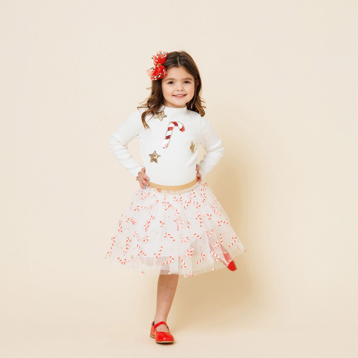 CANDY CANE TOP AND SKIRT SET - PETITE HAILEY