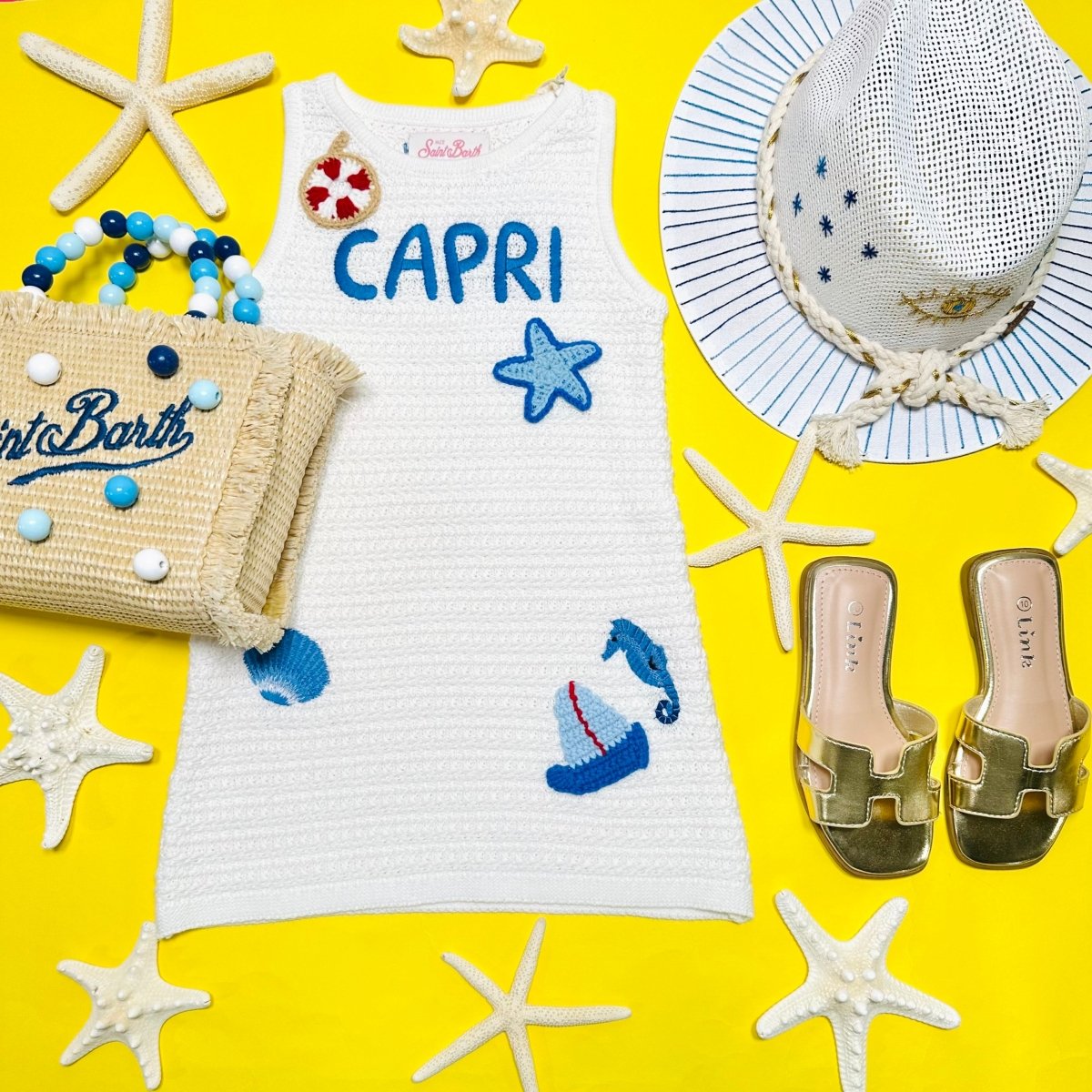 CAPRI OCEAN CROCHET KNIT COVER UP AUDIE DRESS - MC2 SAINT BARTH KIDS - COVER UPS