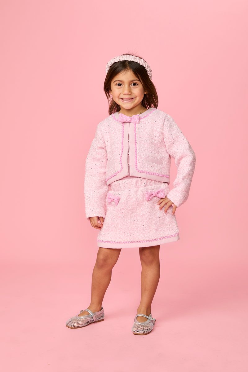 CAROLINE BOW SEQUIN TWEED JACKET AND SKIRT SUIT SET - MINI DREAMERS