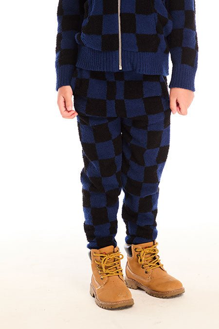 CHECKERED FUZZY FLEECE LOUNGE PANTS (PREORDER) - CHASER KIDS