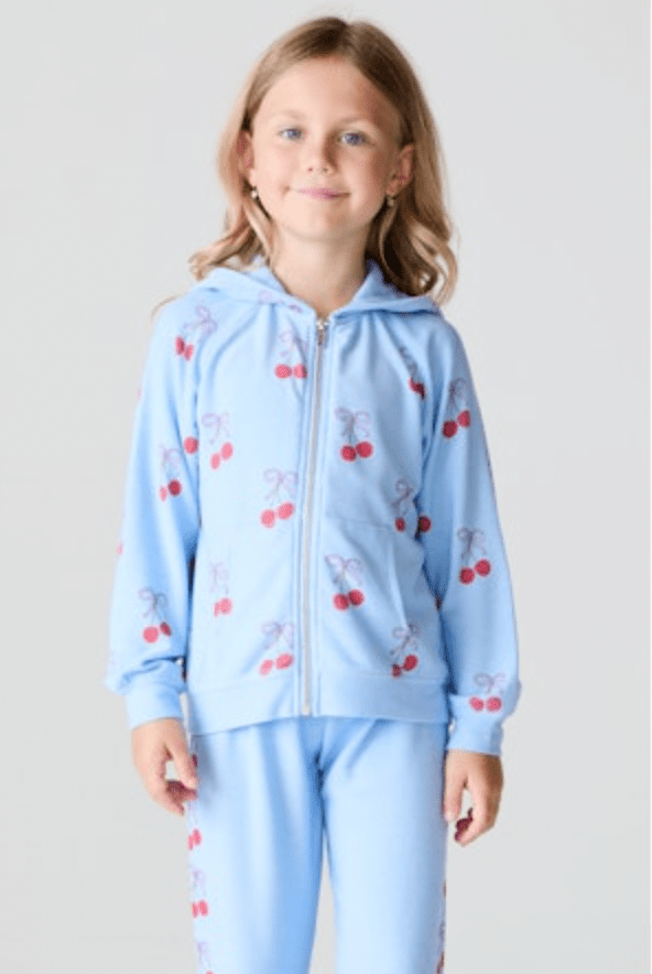 CHERRY BOWS ZIP UP HOODIE (PREORDER) - CHASER KIDS