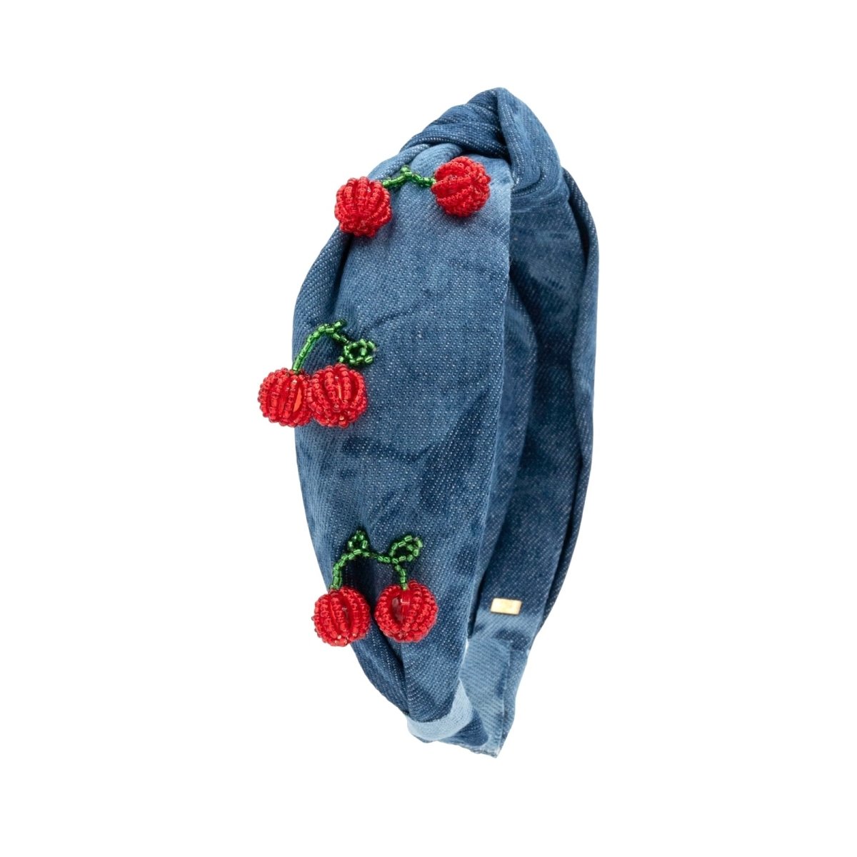 CHERRY DENIM HEADBAND - HEADBANDS