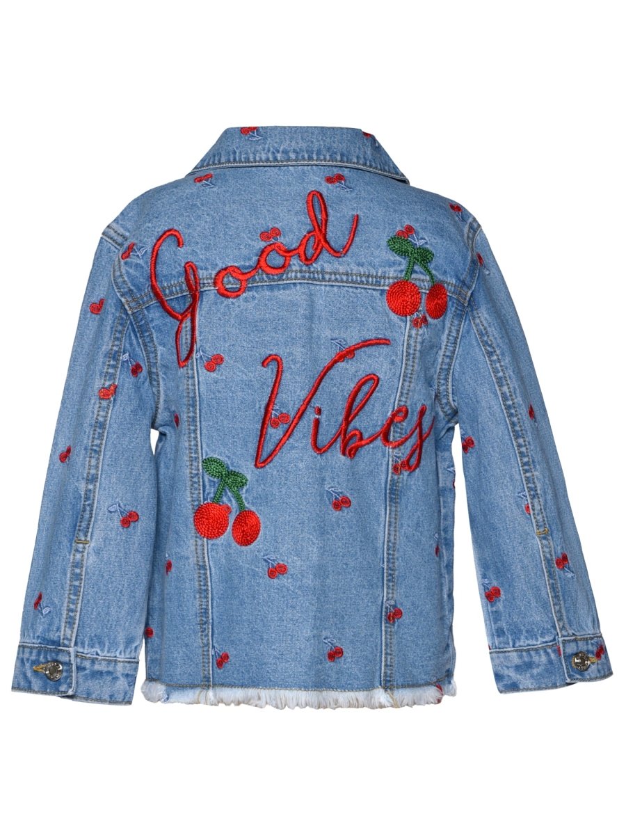 CHERRY EMBROIDERED DENIM JACKET - SARA SARA