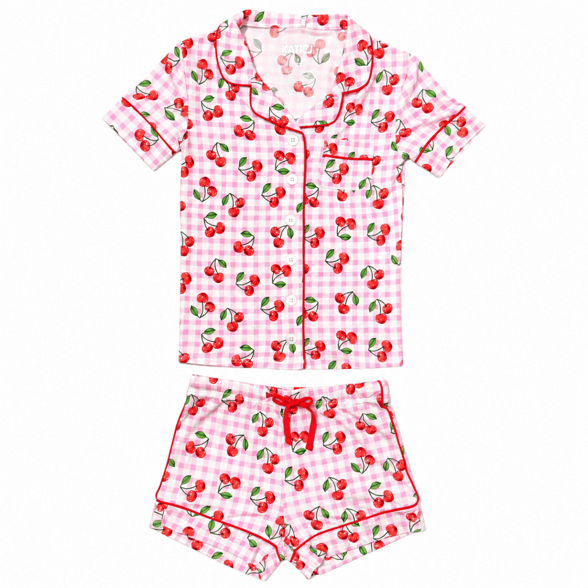 CHERRY GINGHAM LYNN LOUNGE SET - KATIE J NYC