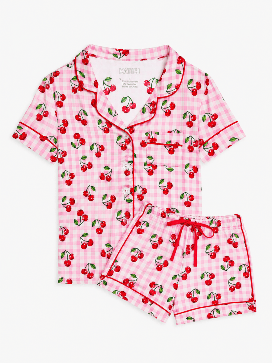 CHERRY GINGHAM LYNN LOUNGE SET (PREORDER) - KATIE J NYC