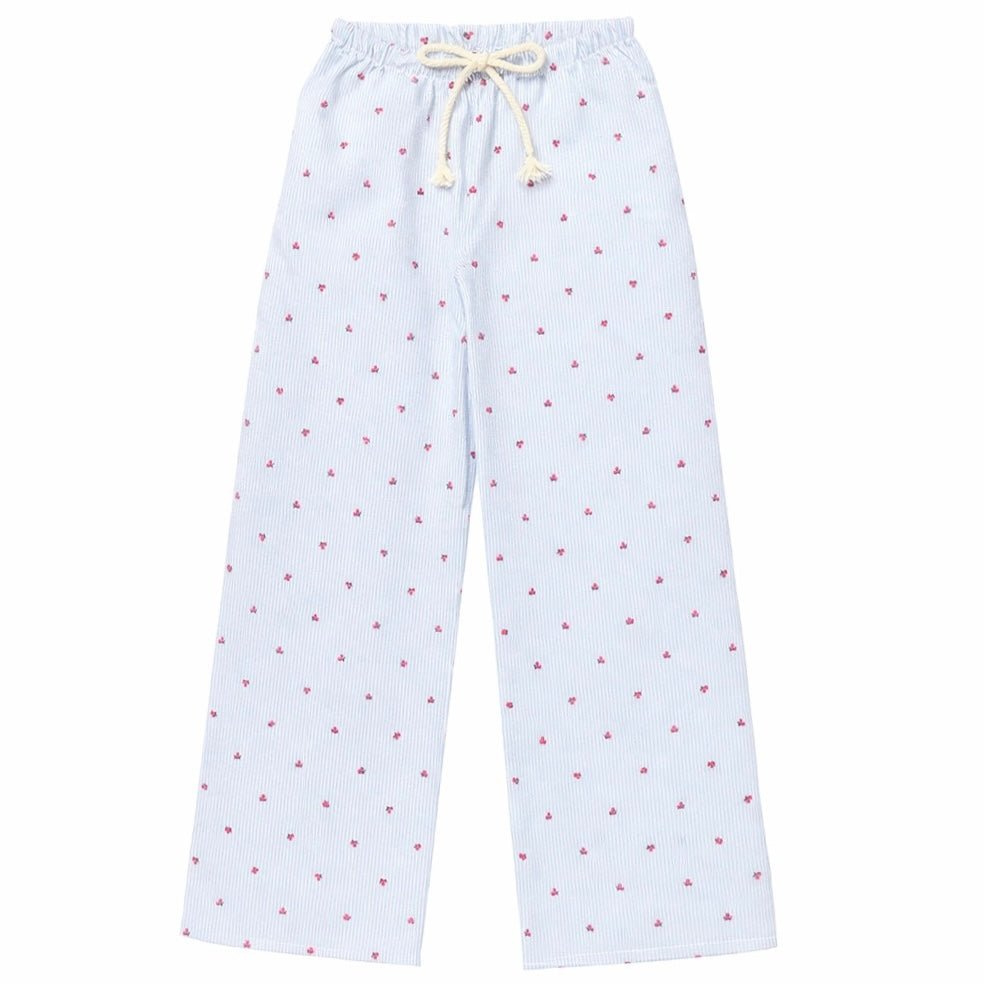 CHERRY SEERSUCKER CAPRI PANTS - KATIE J NYC