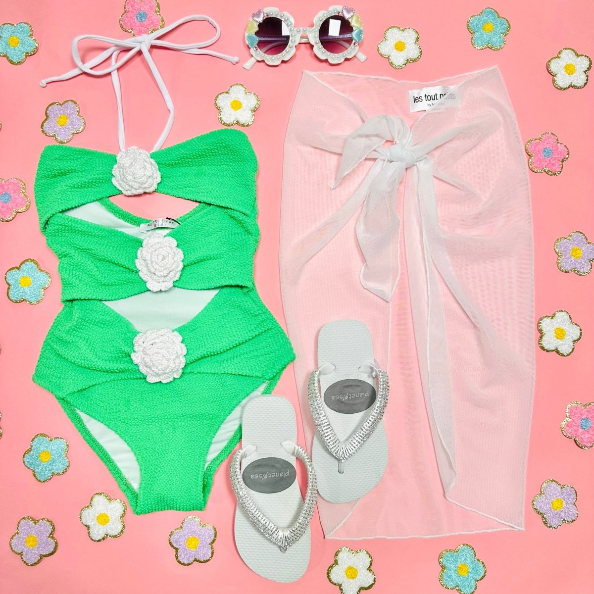 CLODIA FLOWER CRINKLED ONE PIECE SWIMSUIT - ONE PIECE SWIMSUIT