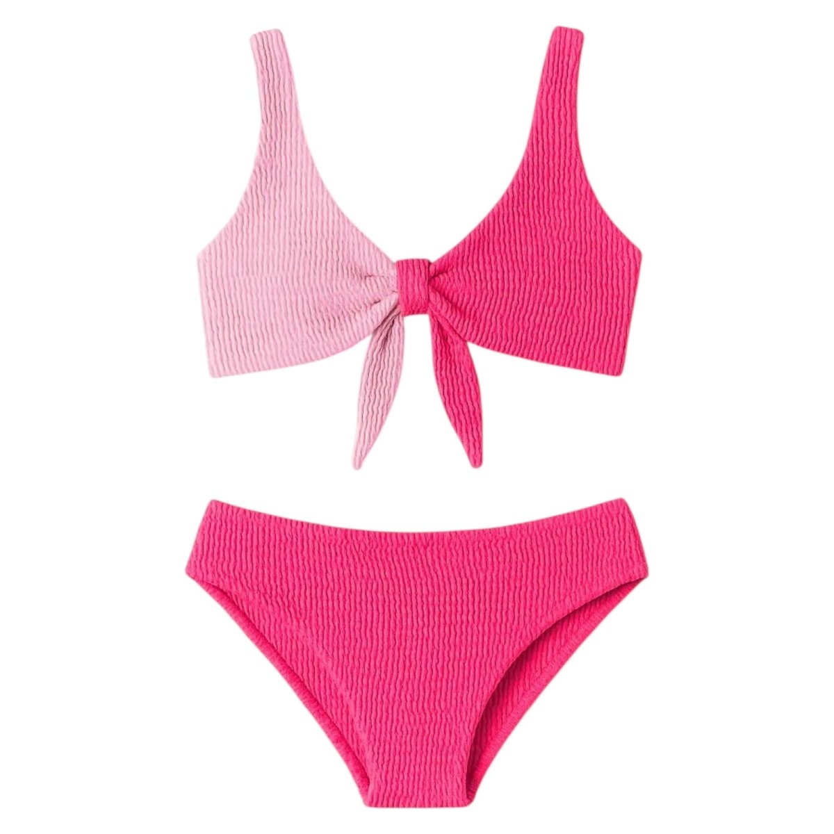 COLOR BLOCK CRINKLE TIE TWO PIECE BIKINI (PREORDER) - TWO PIECE BIKINI