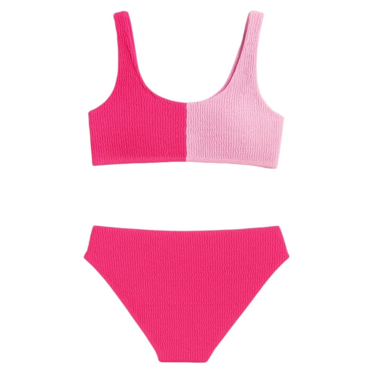 COLOR BLOCK CRINKLE TIE TWO PIECE BIKINI (PREORDER) - TWO PIECE BIKINI